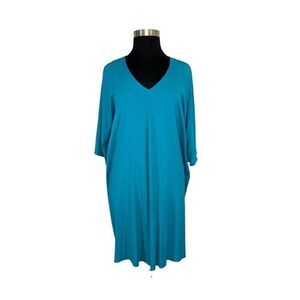 Q'Neel 24 Turquoise Blue Midi Dress Dolman Nordic Lagenlook Mumu